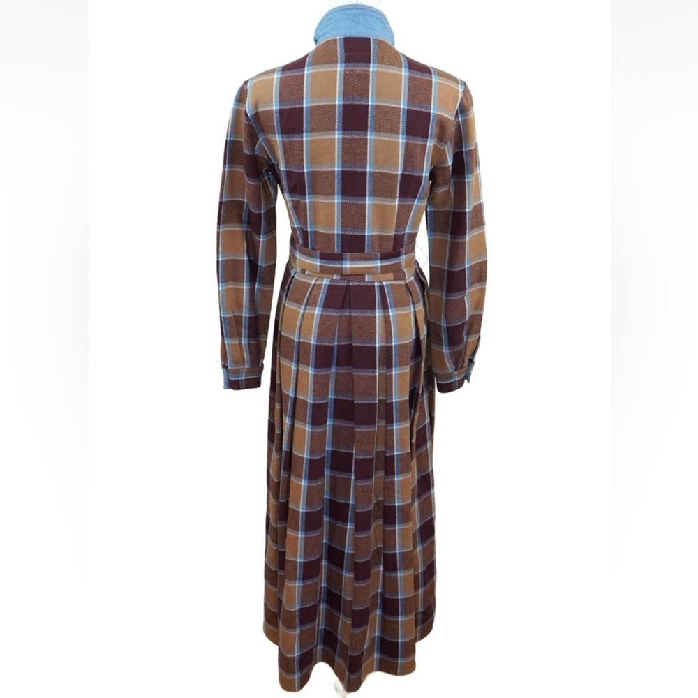 Vintage Armani Plaid Belted Maxi Dress - Picture 6 of 8